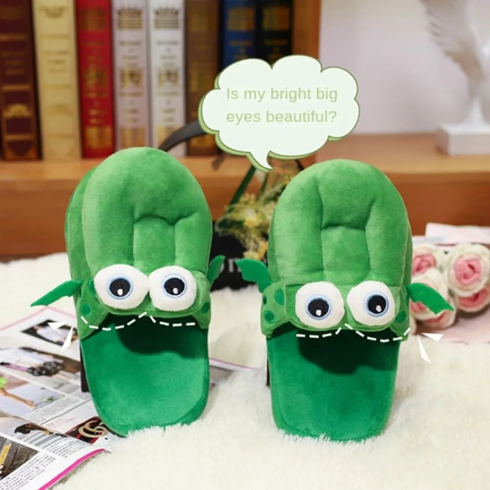 Frog Fuzzy Slippers Christmas Kawaii Cozy Fluffy House Shoe Warm Slipper for Indoor Outdoor Soft Fur Cozy Plush Faux Fur Scuff Slippers
