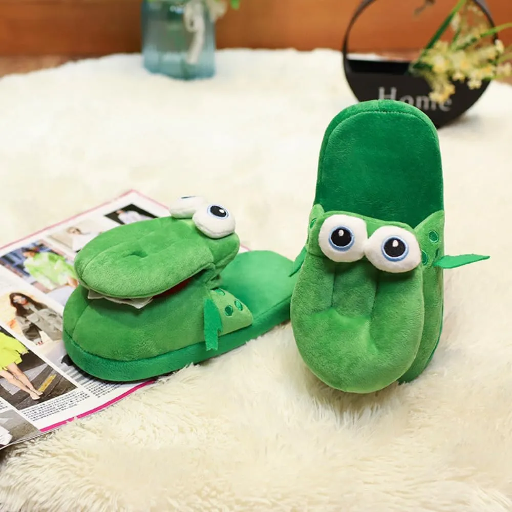 Frog Fuzzy Slippers Christmas Kawaii Cozy Fluffy House Shoe Warm Slipper for Indoor Outdoor Soft Fur Cozy Plush Faux Fur Scuff Slippers
