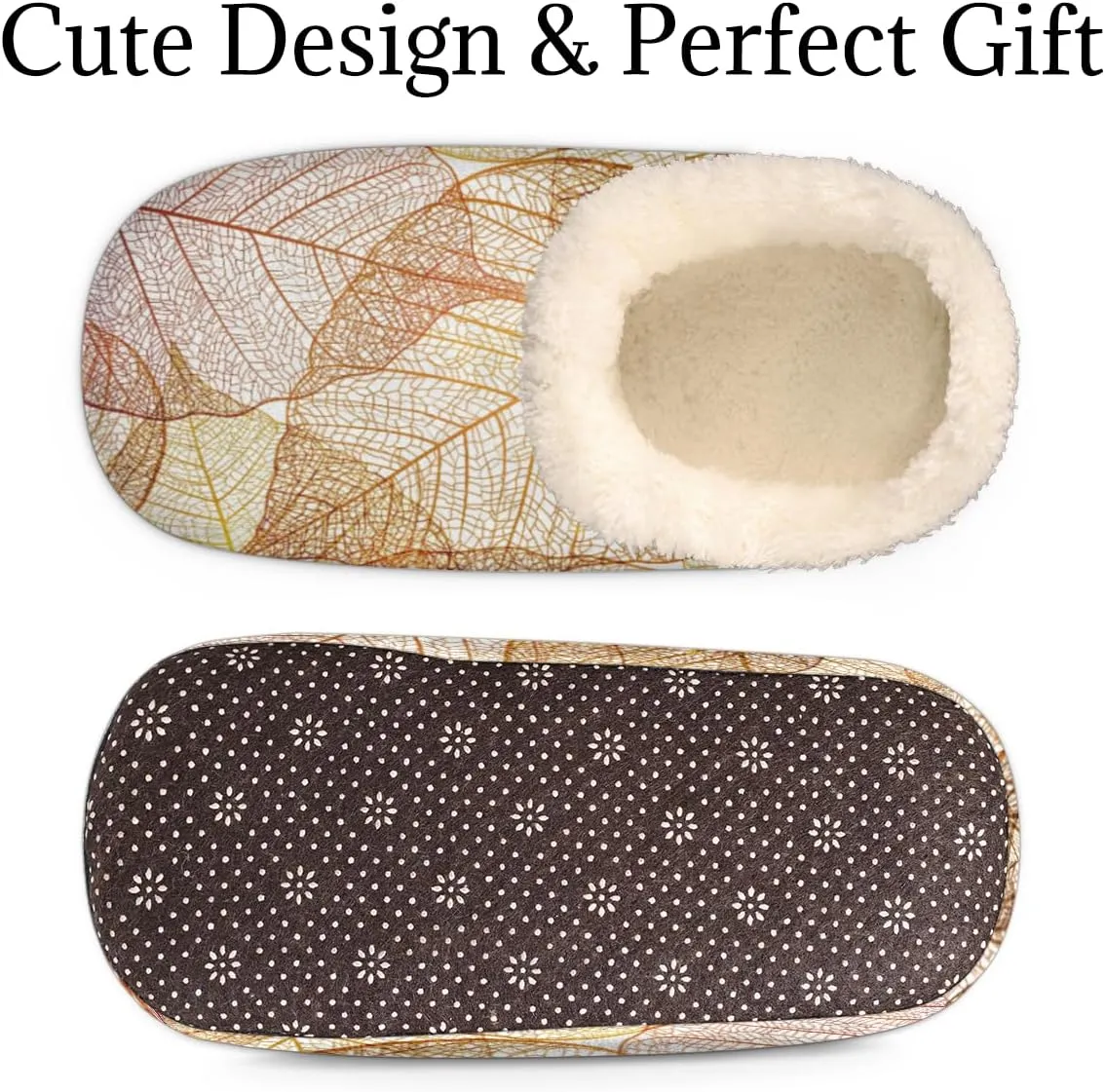 Geometric Cactus Floral Slippers for Women， Soft Cozy Warm Fuzzy Memory Foam House Slippers， Non Slip Closed Back Winter Comfy Plush Ladies House Shoes for Indoor Bedroom