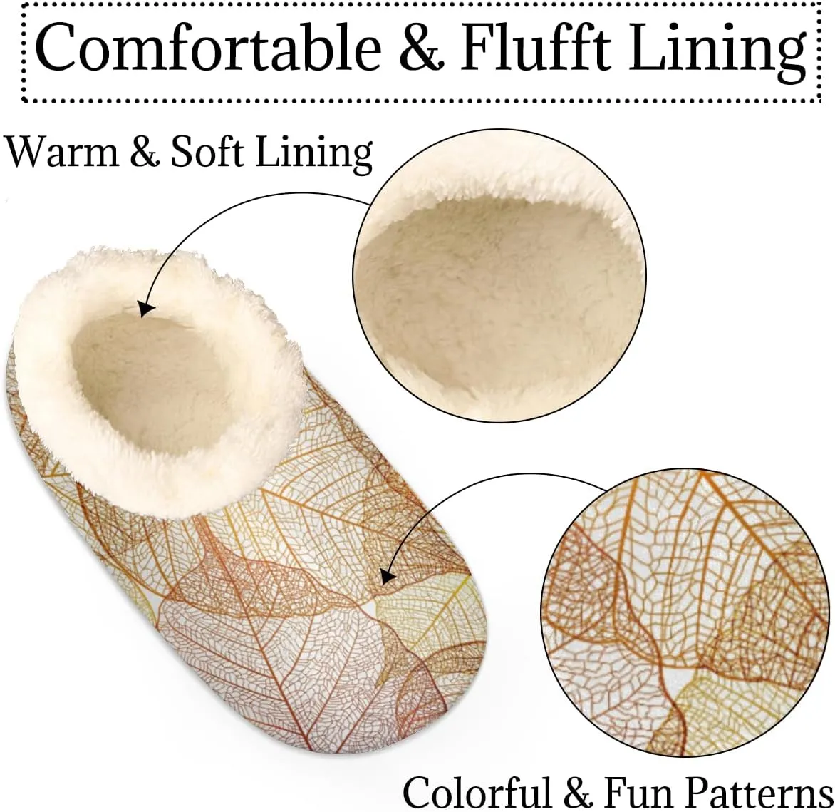 Geometric Cactus Floral Slippers for Women， Soft Cozy Warm Fuzzy Memory Foam House Slippers， Non Slip Closed Back Winter Comfy Plush Ladies House Shoes for Indoor Bedroom