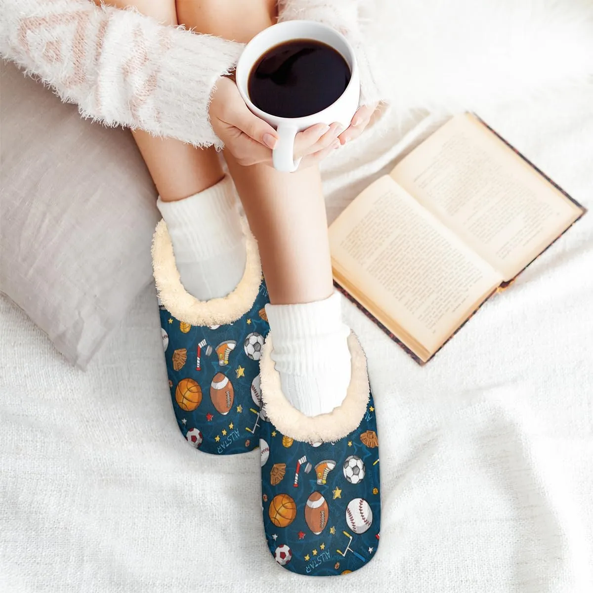 Geometric Cactus Floral Slippers for Women， Soft Cozy Warm Fuzzy Memory Foam House Slippers， Non Slip Closed Back Winter Comfy Plush Ladies House Shoes for Indoor Bedroom