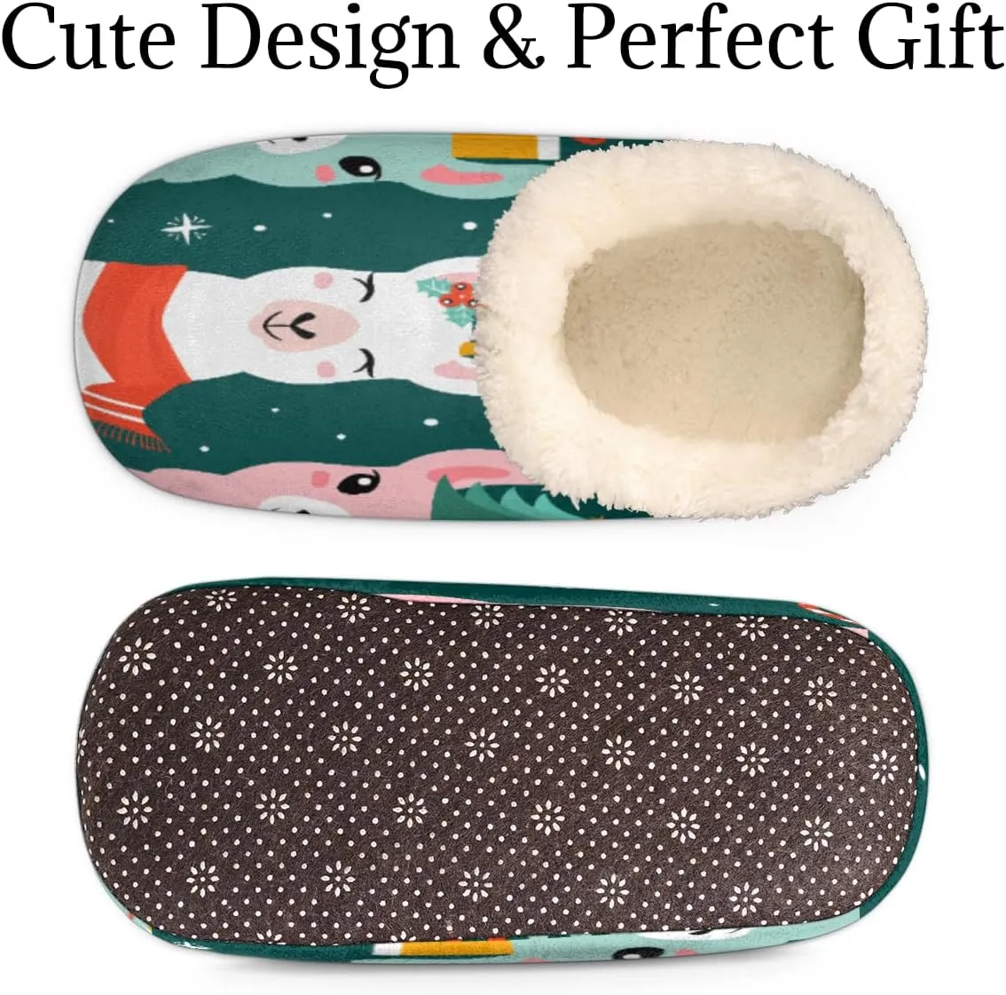 Geometric Cactus Floral Slippers for Women， Soft Cozy Warm Fuzzy Memory Foam House Slippers， Non Slip Closed Back Winter Comfy Plush Ladies House Shoes for Indoor Bedroom