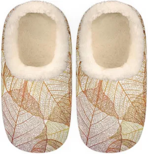 Geometric Cactus Floral Slippers for Women， Soft Cozy Warm Fuzzy Memory Foam House Slippers， Non Slip Closed Back Winter Comfy Plush Ladies House Shoes for Indoor Bedroom
