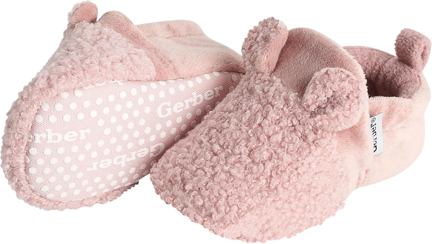 Gerber Unisex-Baby Fleece Lined Non Skid Soft Slipper Booties with Ears