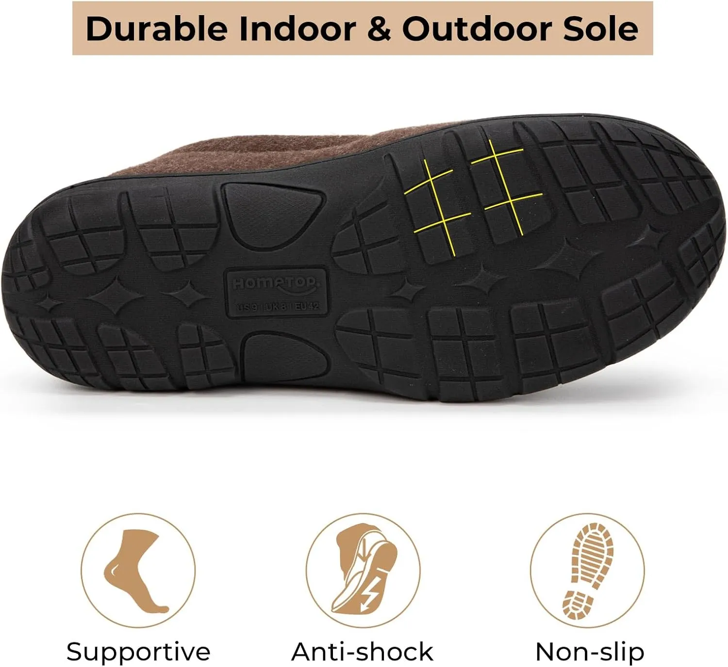 HomeTop Men's Memory Foam Moccasin Slippers, Indoor and Outdoor Warm Fuzzy Fleece House Shoes