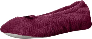 isotoner Women's Diamond Microterry Gemma Ballerina Slippers-Suede Sole with Memory Foam Comfort, Machine Washable