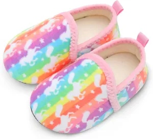 L-RUN Toddler Boys Girls House Slippers Indoor Home Shoes Warm Slipper Socks for Kids Baby Soft Winter Warm Walking Shoes