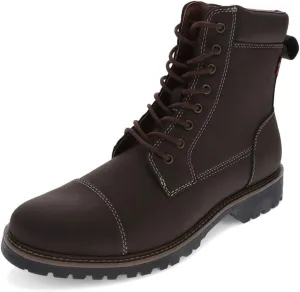Levi's Mens Wyatt Distressed Vegan Leather Lace Up Rugged Casual Boot, Dark Brown, 11 M