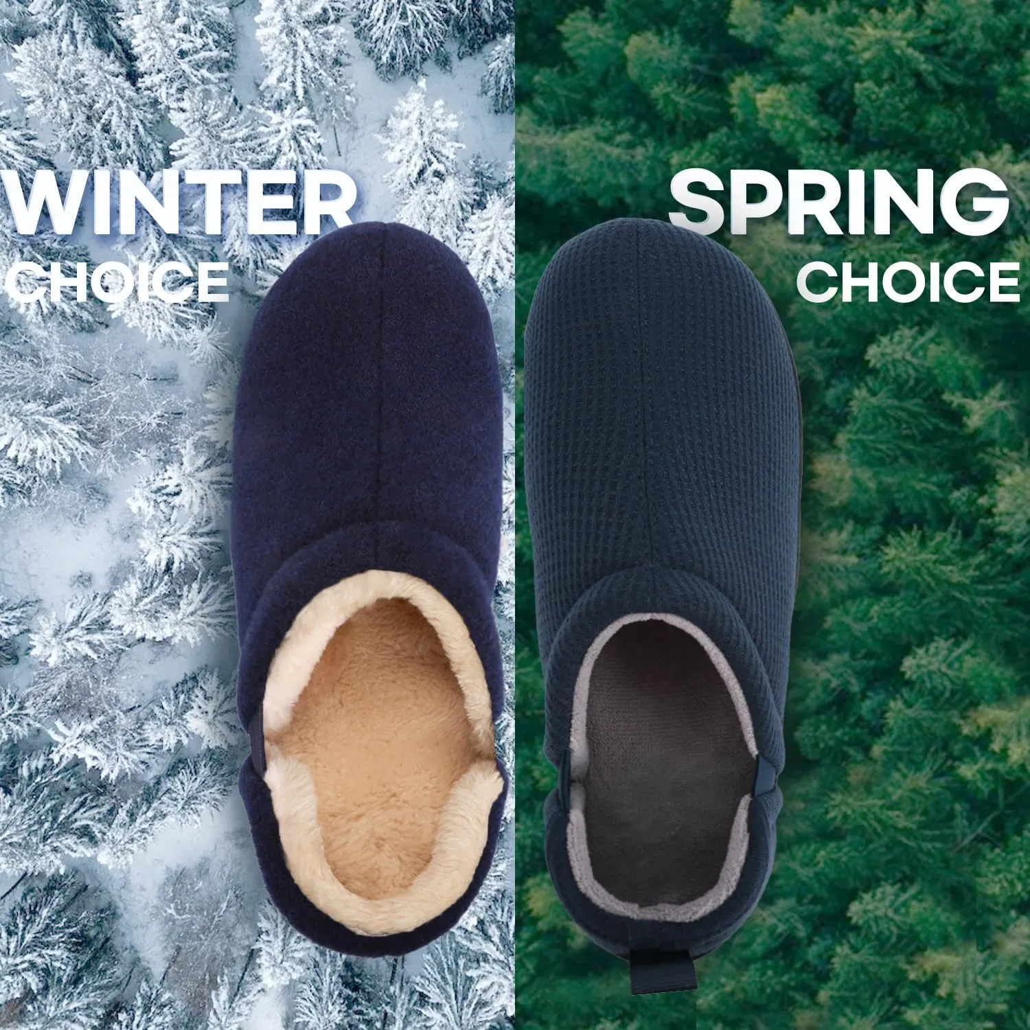 LongBay Men's Slippers Warm Bedroom House Shoes Slip-On Memory Foam Winter House Slippers for Indoor Outdoor