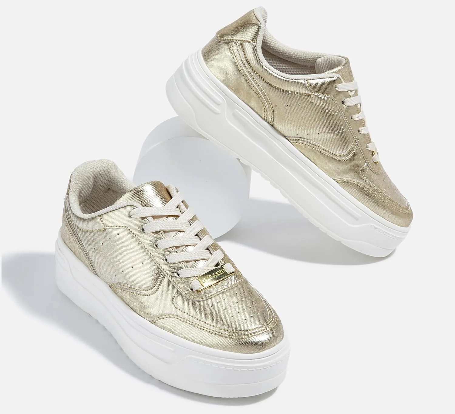 LUCKY STEP Women Platform Fashion Sneakers Chunky Faux Leather Thick Sole Comfortable Lightweight Casual Tennis Walking Shoes