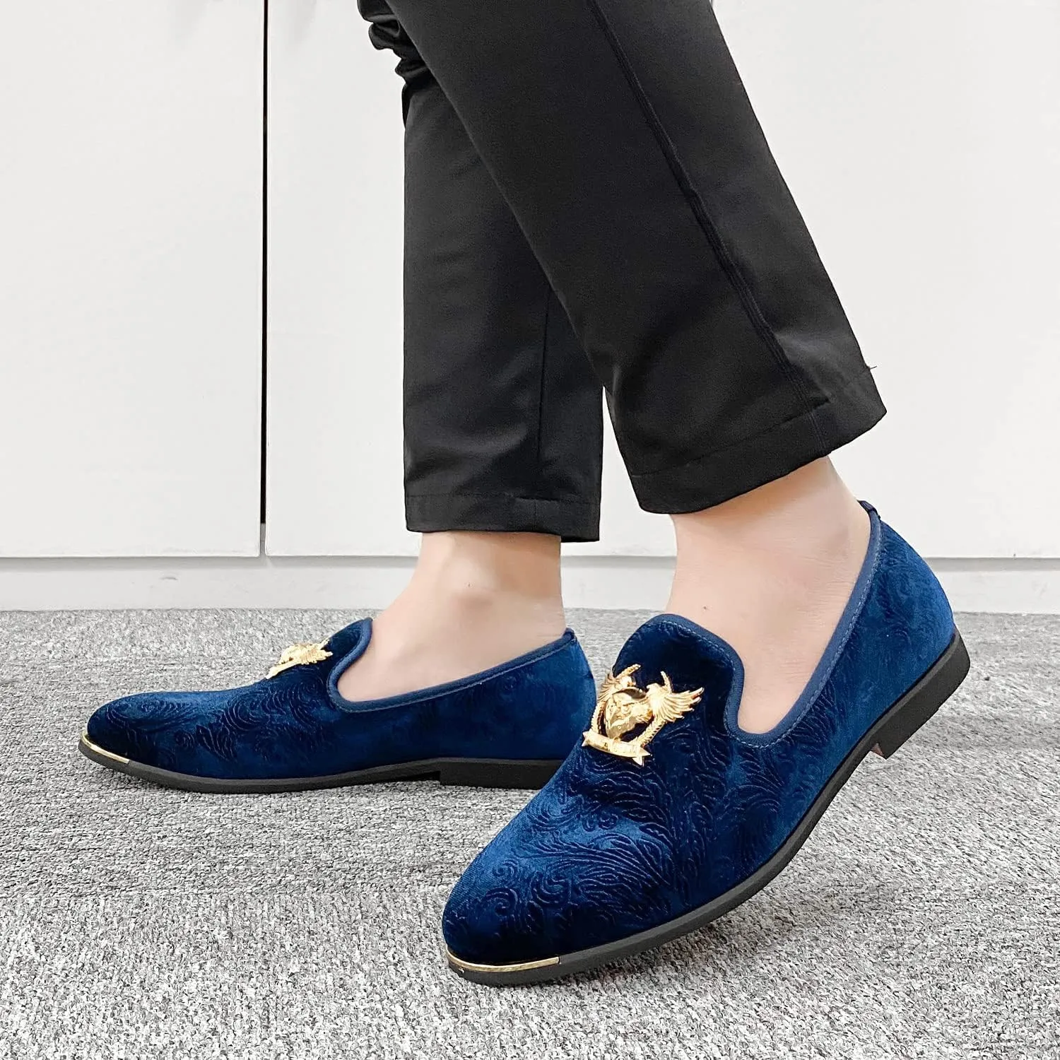 Men's Loafers Vintage Slip on Suede Dress Shoes Velvet Dress Loafers Size 7-13