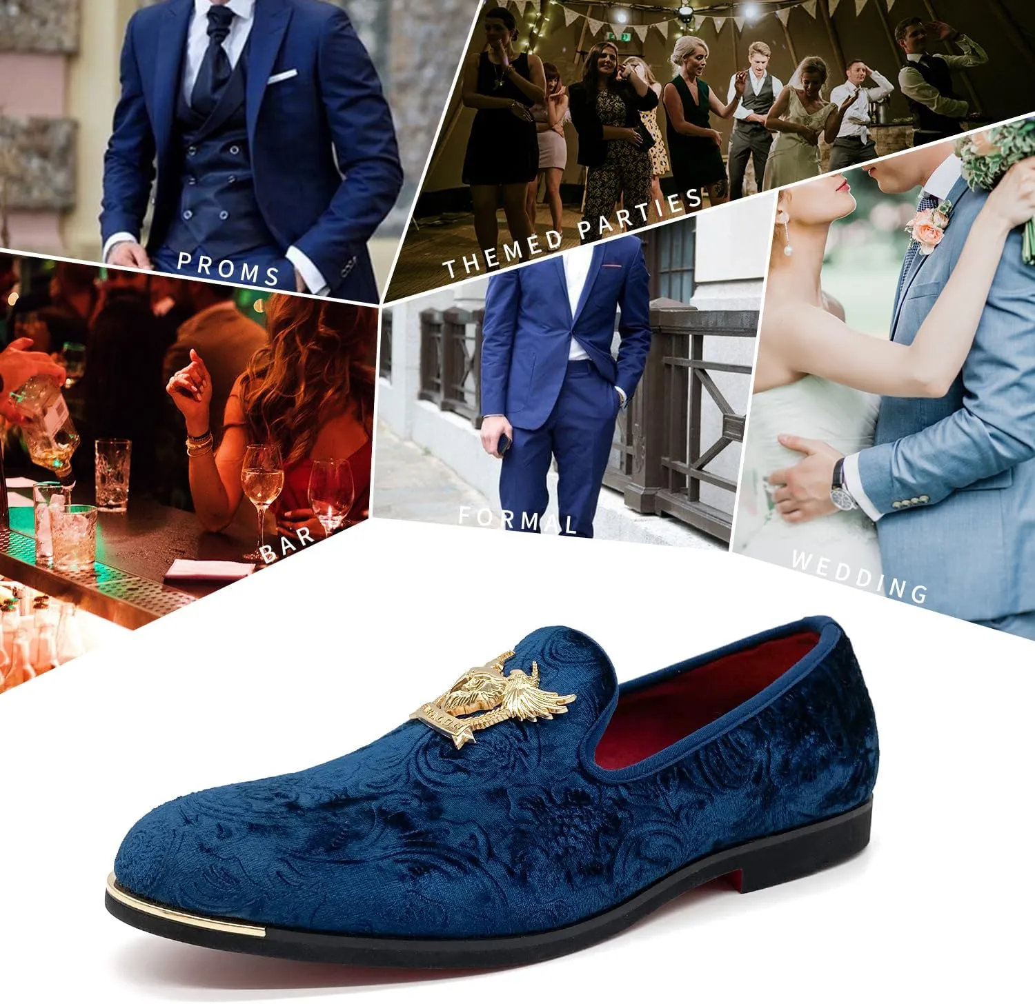 Men's Loafers Vintage Slip on Suede Dress Shoes Velvet Dress Loafers Size 7-13