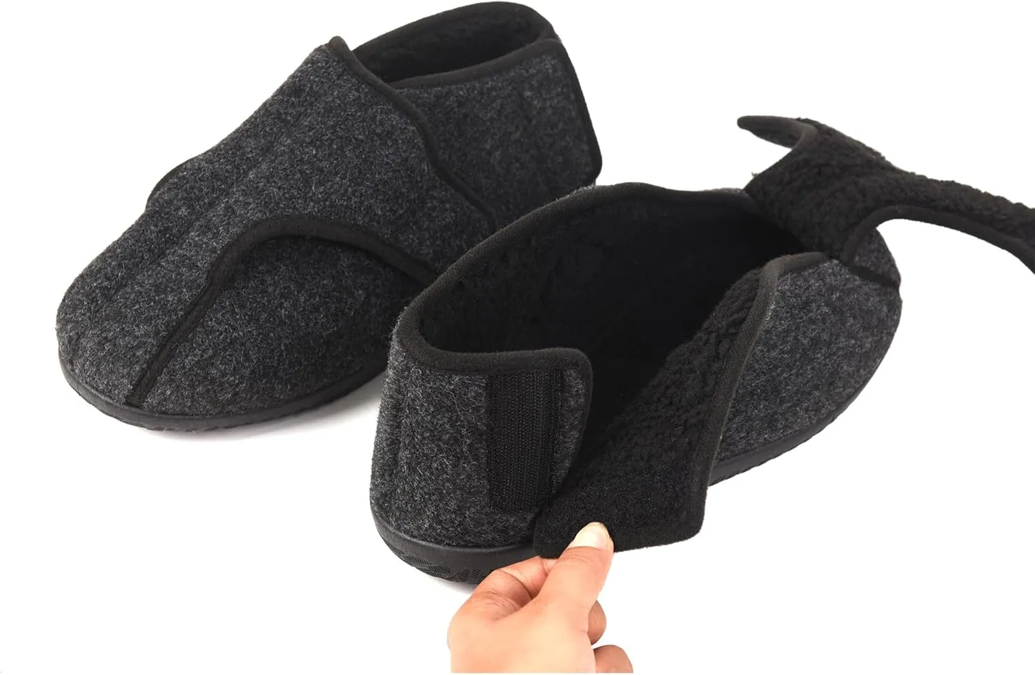 Men's Memory Foam Diabetic Slippers, Extra Wide Adjustable House Shoes for Swollen Feet, Arthritis, Edema, Soft Comfortable Non-Slip Slippers for Indoor and Outdoor Use