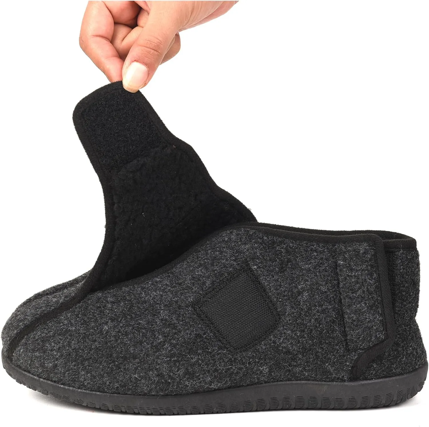 Men's Memory Foam Diabetic Slippers, Extra Wide Adjustable House Shoes for Swollen Feet, Arthritis, Edema, Soft Comfortable Non-Slip Slippers for Indoor and Outdoor Use