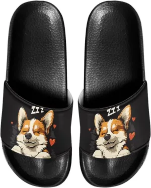 Mens Slide Sandal Slippers Open Toe Flat Slides House Slippers Shower Sandals for Home Beach Pool