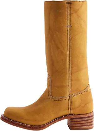 Mid Calf Boots for Women Round Toe Pull On Biker Boots Stacked Chunky Heeled Riding Boots Women's Comfort Leather Tall Boots