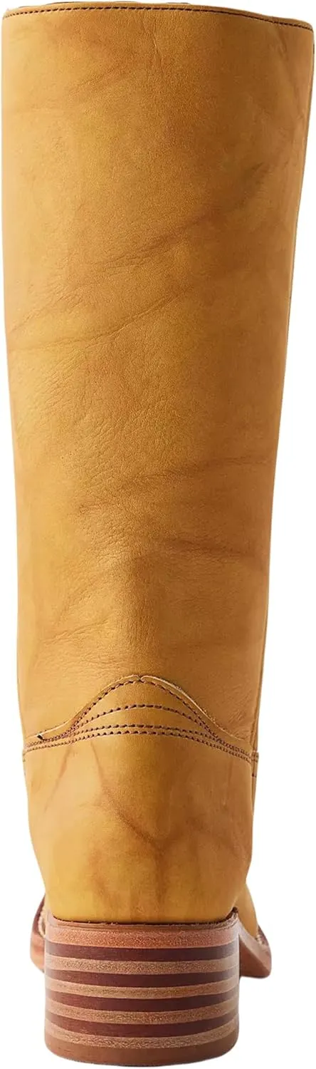 Mid Calf Boots for Women Round Toe Pull On Biker Boots Stacked Chunky Heeled Riding Boots Women's Comfort Leather Tall Boots