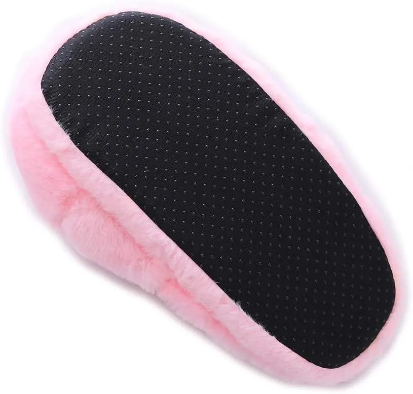 Millffy Funny Womens Warm Animal Slippers - Furry Pink Pig House Shoes