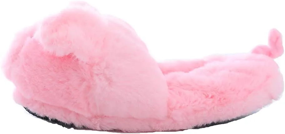 Millffy Funny Womens Warm Animal Slippers - Furry Pink Pig House Shoes