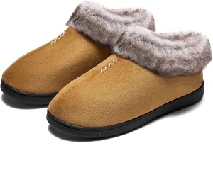 Mishansha Women's House Shoes Memory Foam Suede Moccasin Slippers Winter Warm Fleece Lined Home Shoes with Anti-Skid Rubber Sole