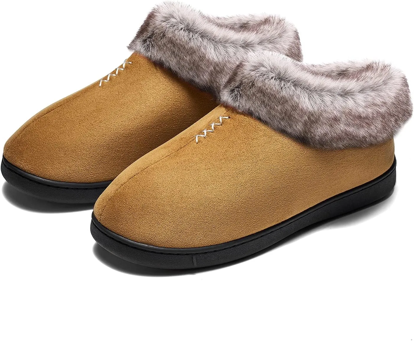 Mishansha Women's House Shoes Memory Foam Suede Moccasin Slippers Winter Warm Fleece Lined Home Shoes with Anti-Skid Rubber Sole