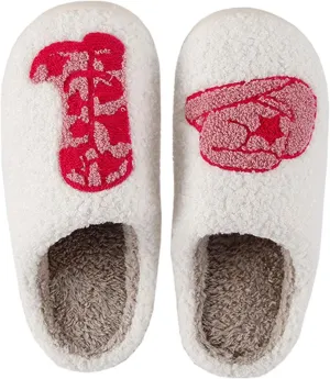 Modern Embroidered Slipper Fuzzy Cozy Memory Foam Women's Men's Couple Home Indoor House Slippers Shoes