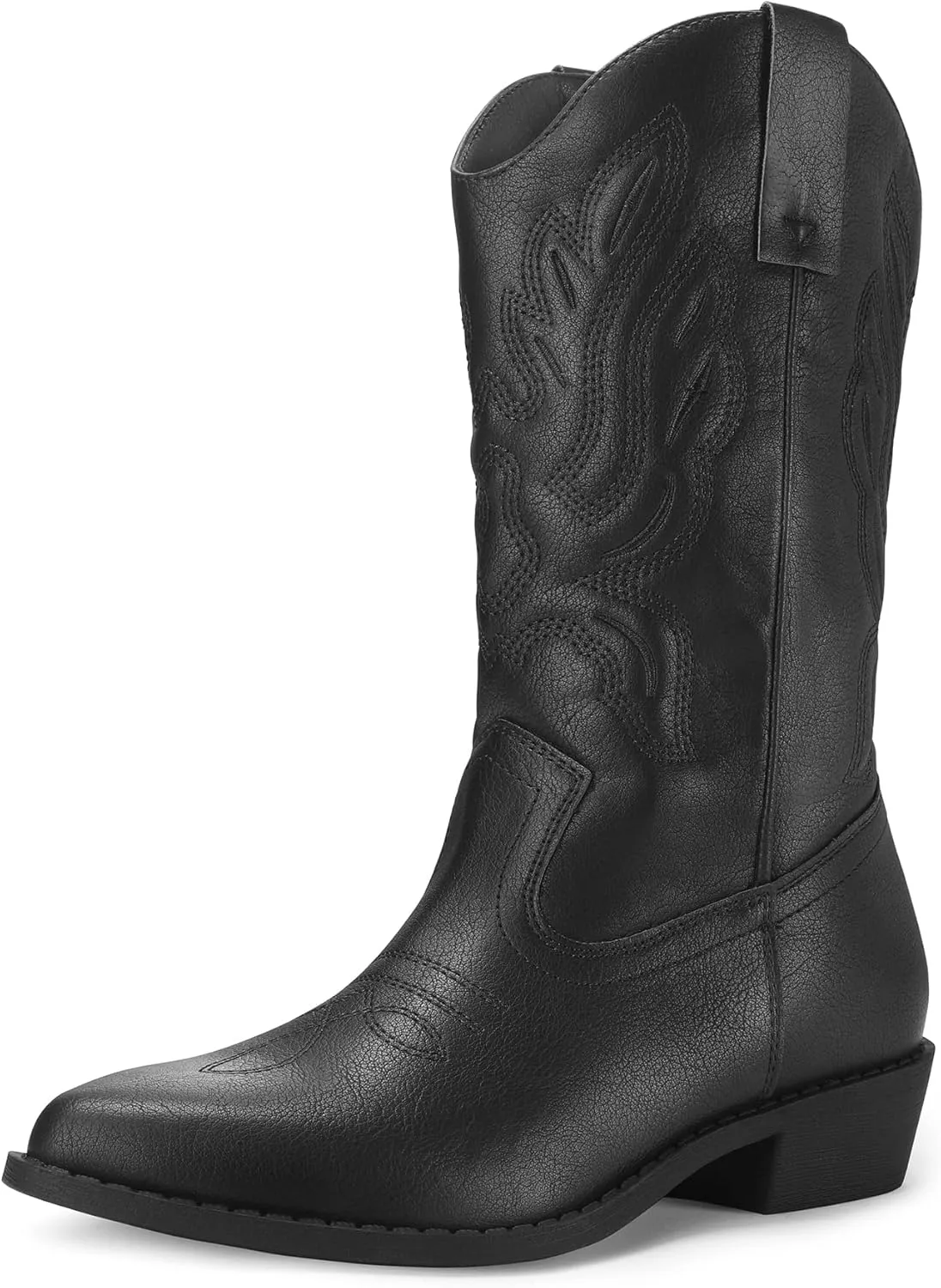 mysoft Women's Western Cowboy Boots Embroidered Mid-Calf Pointed Toe Cowgirl Boot