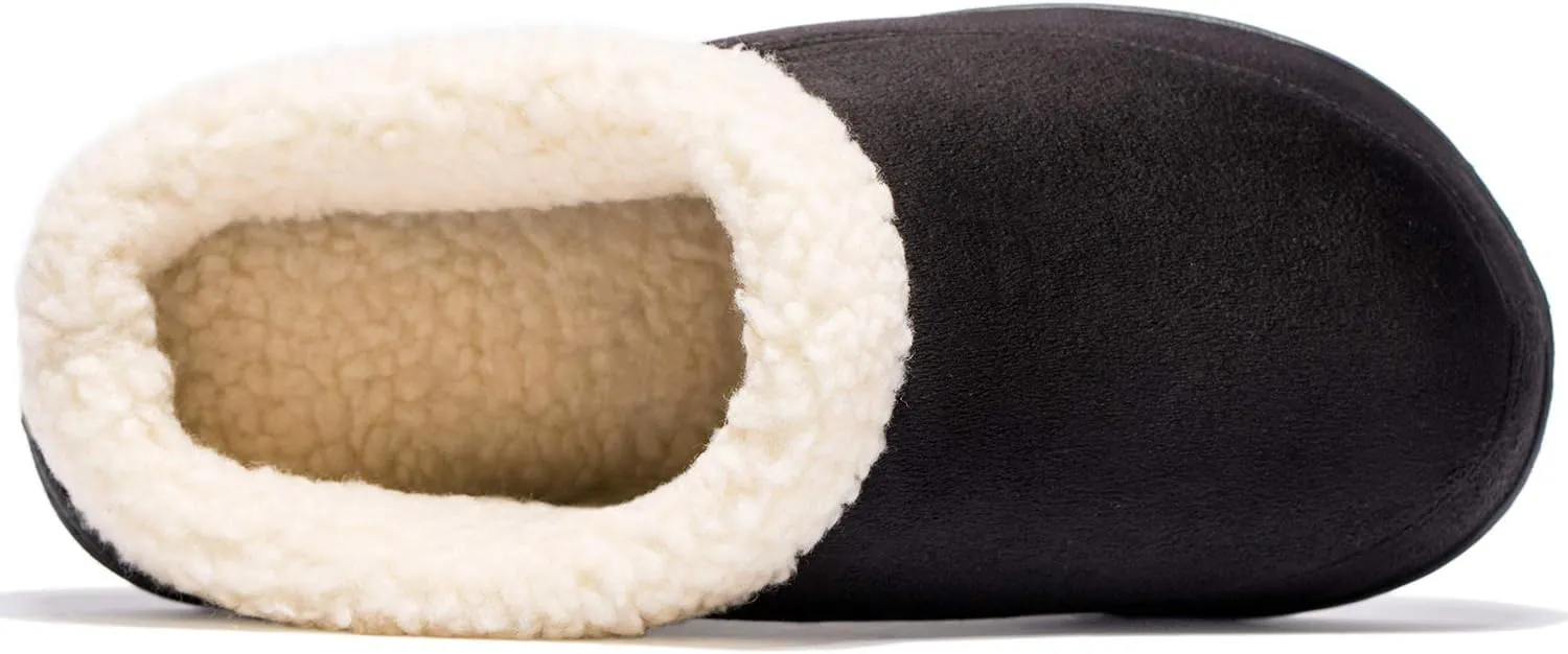 NewDenBer Women's Cozy Memory Foam Slippers Suede Fuzzy Plush Fleece Lined Slip On Indoor Outdoor House Shoes