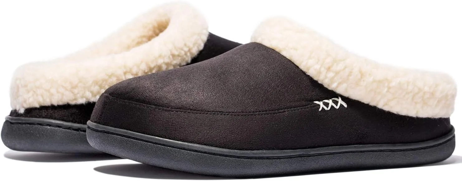 NewDenBer Women's Cozy Memory Foam Slippers Suede Fuzzy Plush Fleece Lined Slip On Indoor Outdoor House Shoes