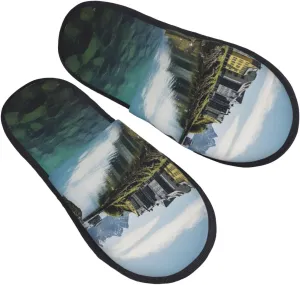 Norway Landscape Nature Sea Water Furry House Slippers for Women Men Soft Fuzzy Slippers Indoor Casual Plush House Shoes