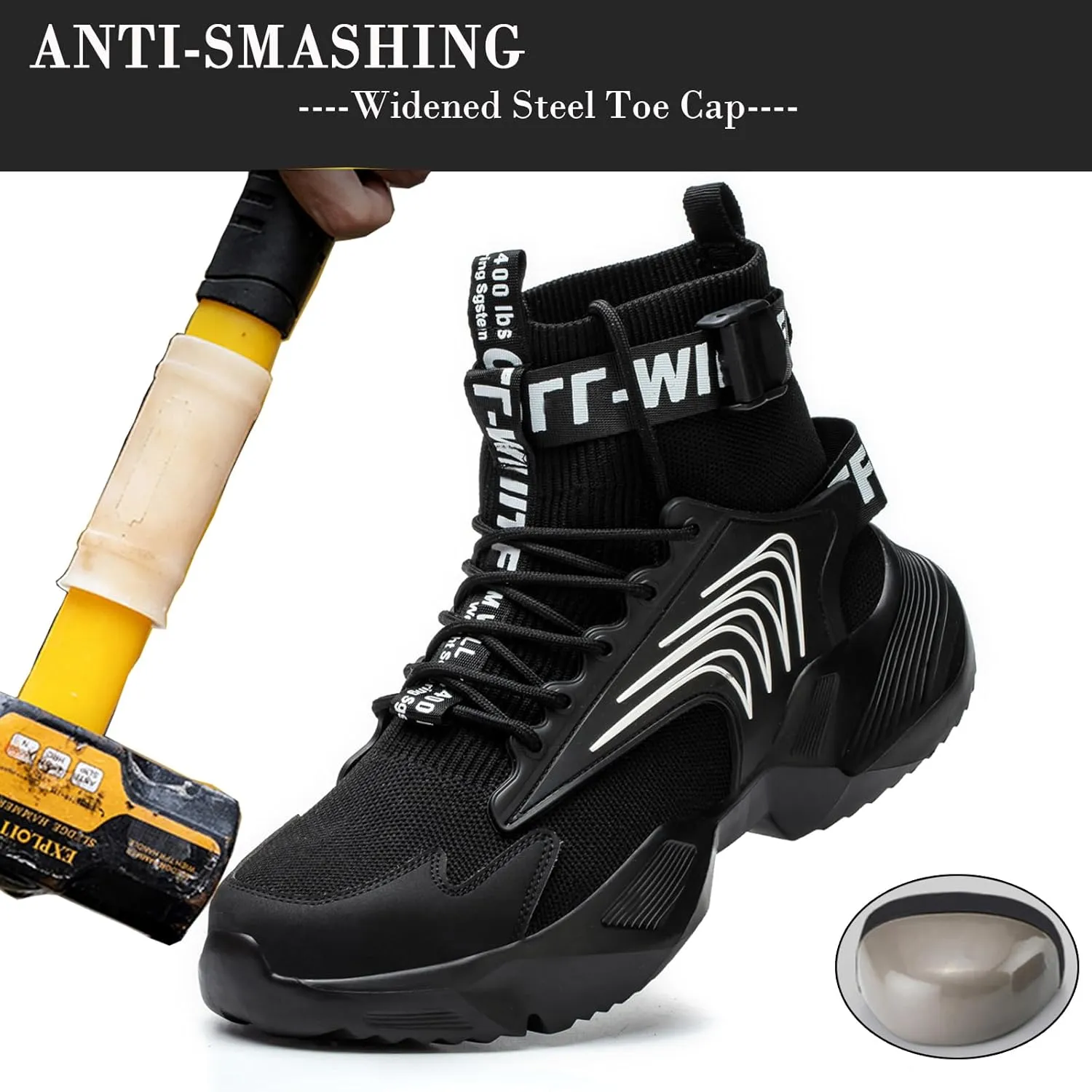 Nutropa Steel Toe Shoes for Men Women Work Safety Footwear Lightweight Breathable Comfortable Industrial Construction Sneakers
