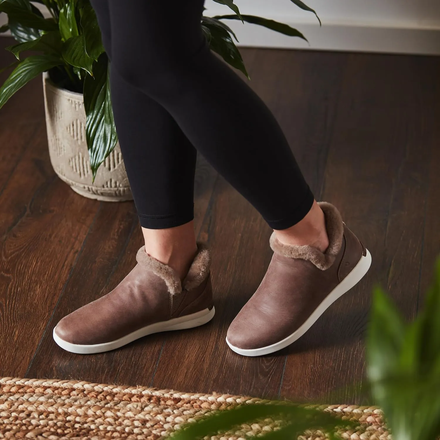 OLUKAI Malua Hulu Women's Boot, Soft & Comfortable Waterproof Nubuck Leather, Full-Grain Leather Heel with Elastic Panels, Slip-On Design