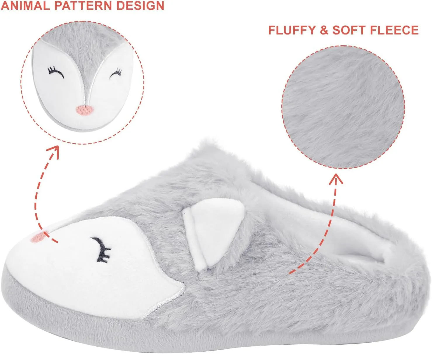 Orthoshoes Girls Fluffy Slippers,Faux Fur Fuzzy Slip-on House Slippers Clog Memory Foam House Shoes with Ribbon Bow for Girls Bedroom Indoor