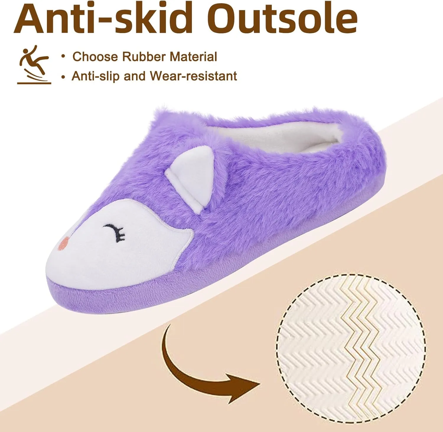 Orthoshoes Girls Fluffy Slippers,Faux Fur Fuzzy Slip-on House Slippers Clog Memory Foam House Shoes with Ribbon Bow for Girls Bedroom Indoor