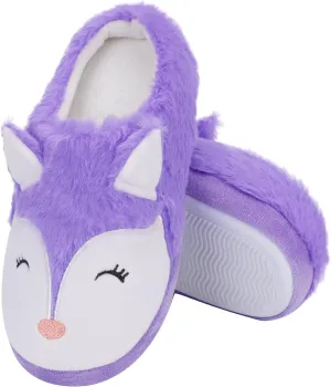 Orthoshoes Girls Fluffy Slippers,Faux Fur Fuzzy Slip-on House Slippers Clog Memory Foam House Shoes with Ribbon Bow for Girls Bedroom Indoor