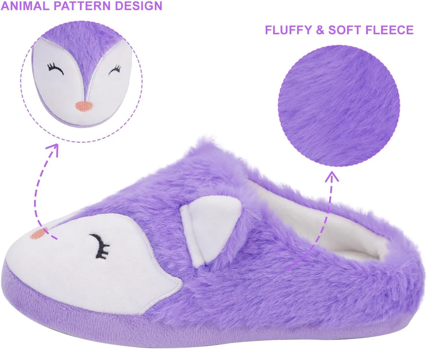 Orthoshoes Girls Fluffy Slippers,Faux Fur Fuzzy Slip-on House Slippers Clog Memory Foam House Shoes with Ribbon Bow for Girls Bedroom Indoor