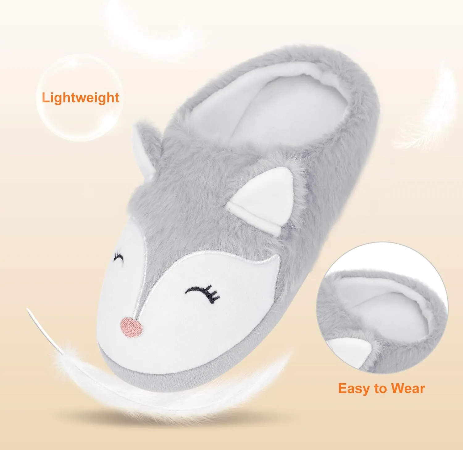 Orthoshoes Girls Fluffy Slippers,Faux Fur Fuzzy Slip-on House Slippers Clog Memory Foam House Shoes with Ribbon Bow for Girls Bedroom Indoor