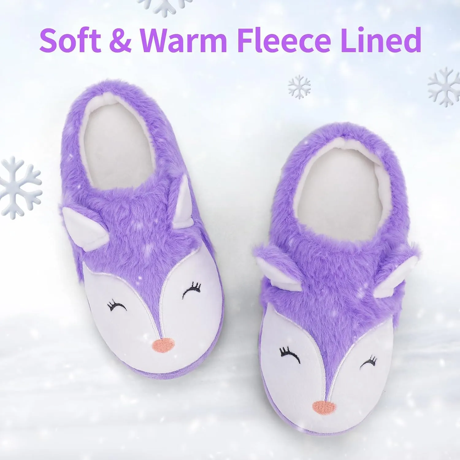 Orthoshoes Girls Fluffy Slippers,Faux Fur Fuzzy Slip-on House Slippers Clog Memory Foam House Shoes with Ribbon Bow for Girls Bedroom Indoor