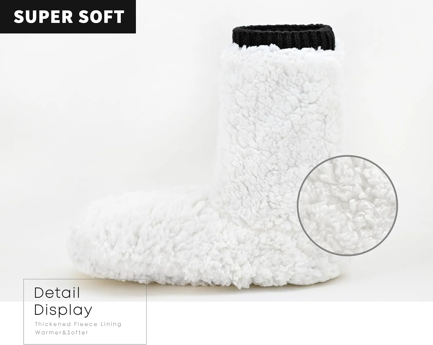 Panda Bros Cozy Boot Slippers for Men Indoor, Fuzzy House Shoes with Non Slip Gripper Soles, Winter Knitted Non-Skid Home Warm Floor Socks