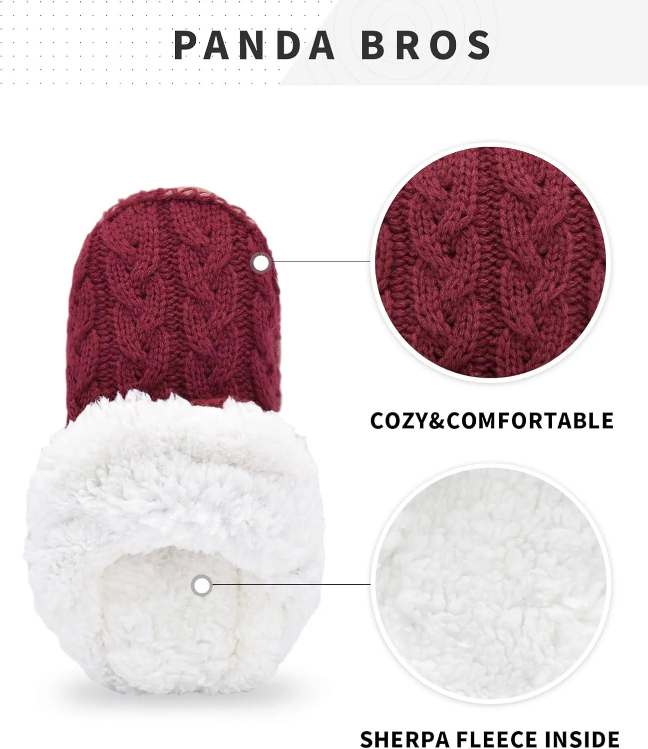 Panda Bros Slipper Socks For Women With Grippers, Fuzzy Womens Slipper Booties With Non Slip Bottoms, Cozy Warm House Slippers