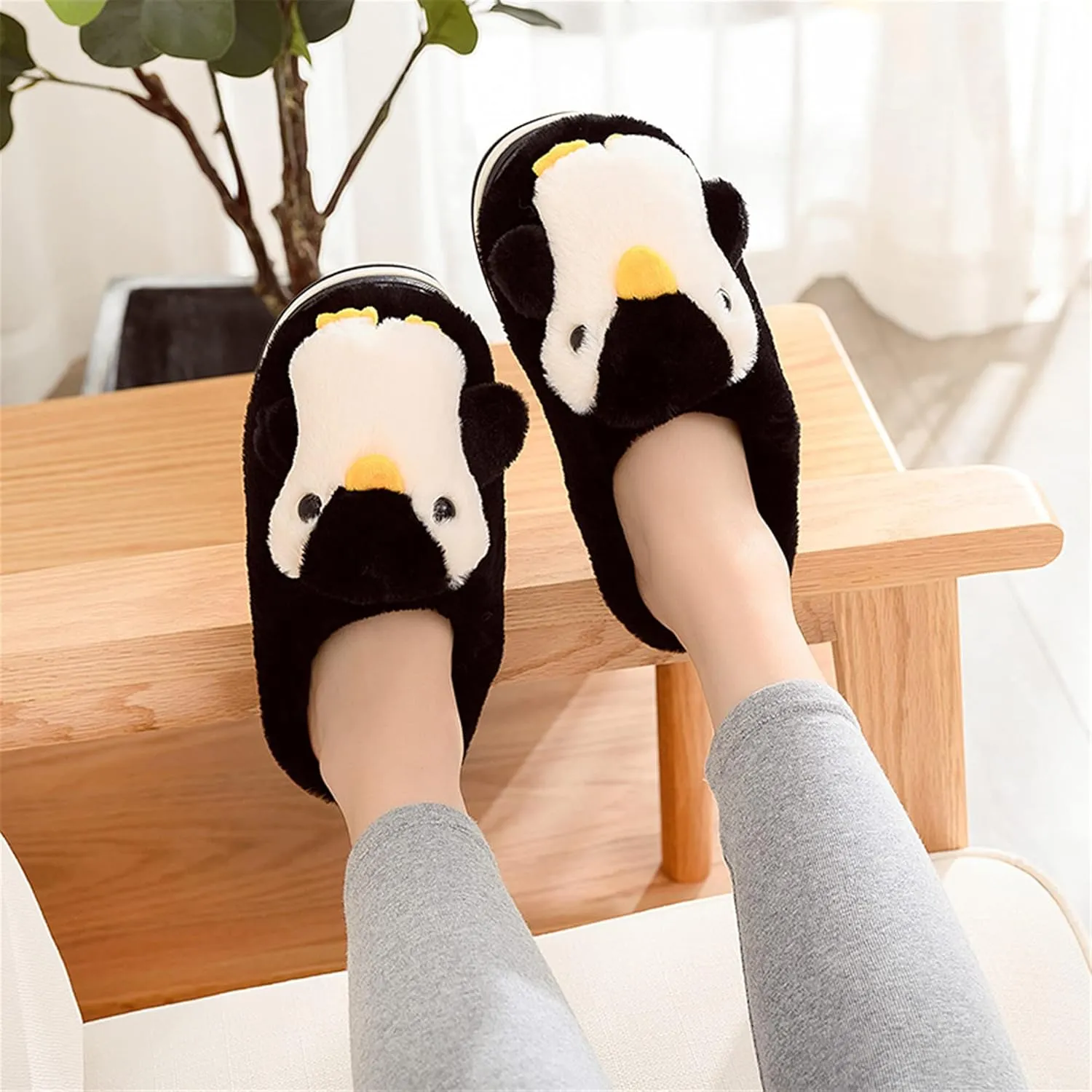 Penguin slippers Womens Animal Slippers Novelty Cozy Fuzzy Slippers Soft Plush Winter Warm House Shoes
