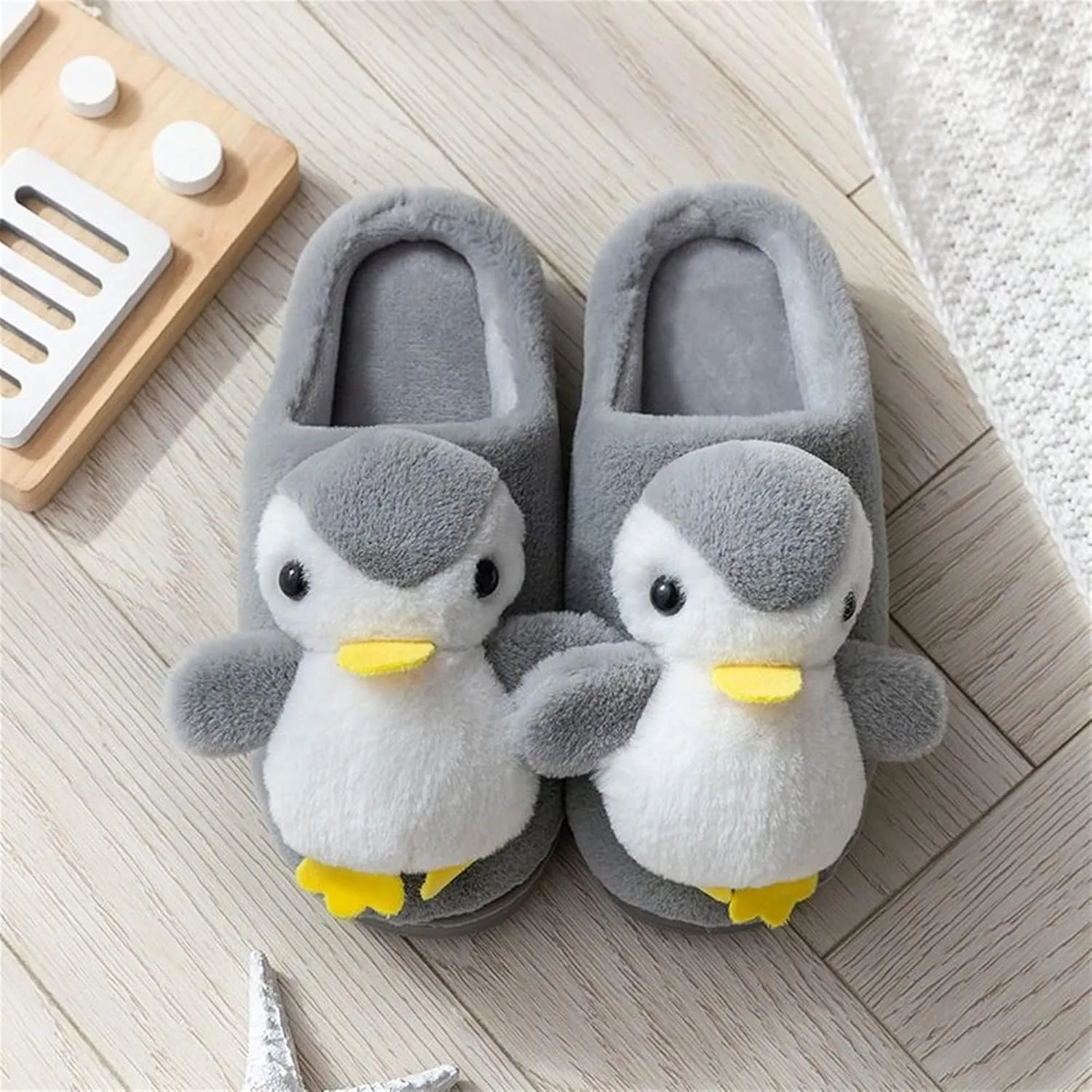 Penguin slippers Womens Animal Slippers Novelty Cozy Fuzzy Slippers Soft Plush Winter Warm House Shoes