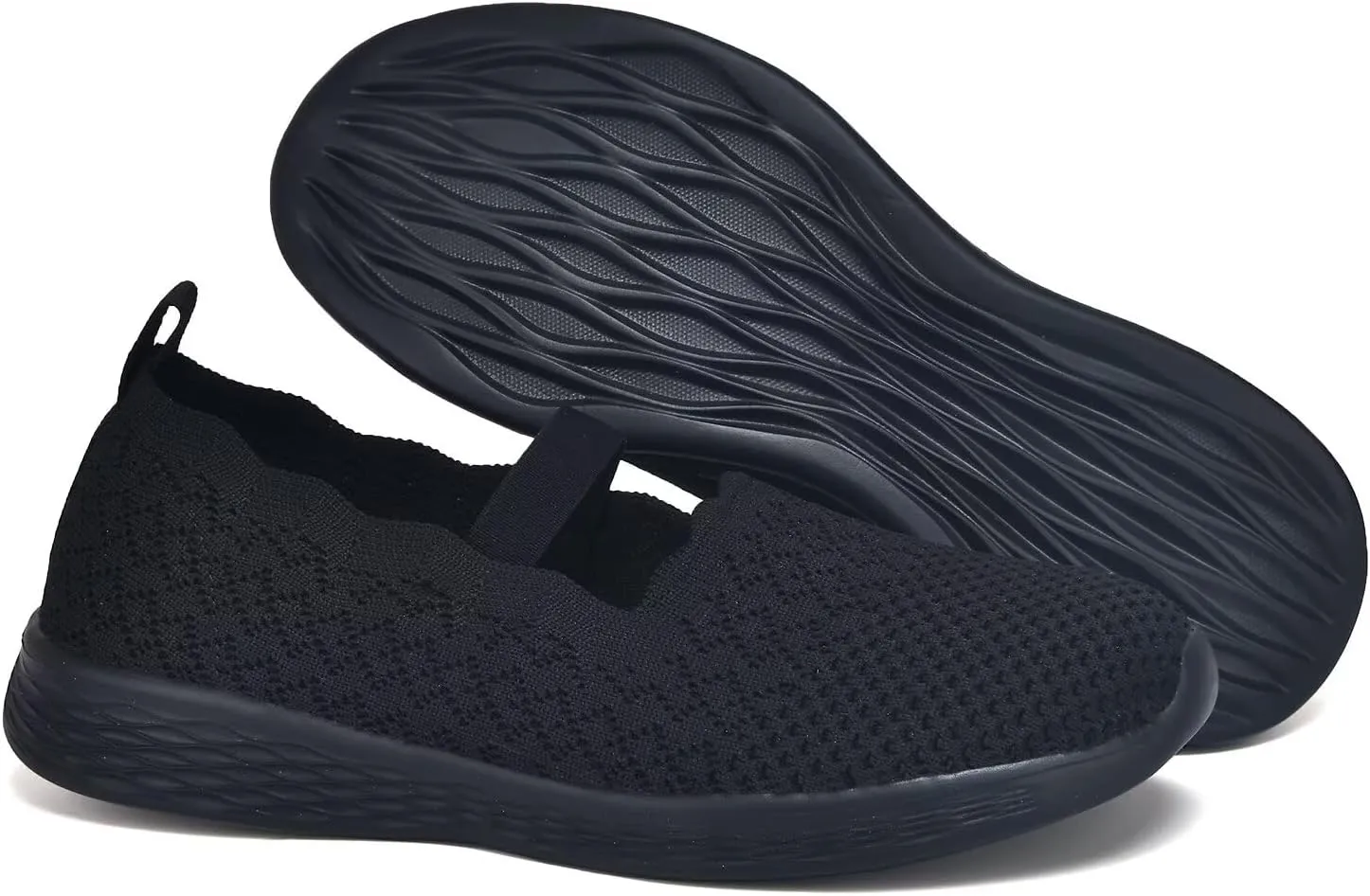 poemlady Women's Slip on Loafer Shoes - Knit Casual Ballet Flat Nurse Walking Sneakers Mesh Round Toe Low Wedge Memory Foam Shoes