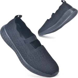 poemlady Women's Slip on Loafer Shoes - Knit Casual Ballet Flat Nurse Walking Sneakers Mesh Round Toe Low Wedge Memory Foam Shoes