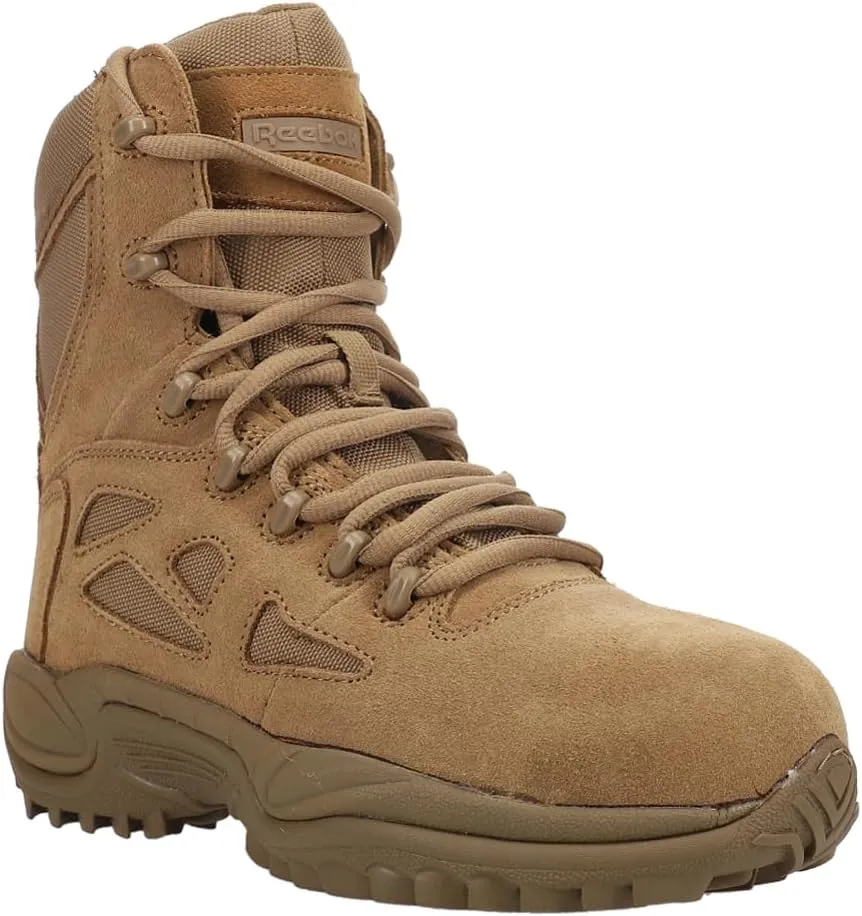 Reebok Work Womens Rapid Response Rb 8 Inch Side Zip Composite Toe Work Safety Shoes Casual - Brown