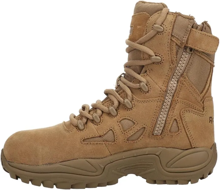 Reebok Work Womens Rapid Response Rb 8 Inch Side Zip Composite Toe Work Safety Shoes Casual - Brown