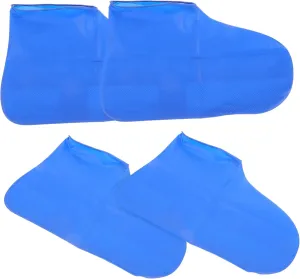 Reusable Boot Protector for Rain Snow 2 Pairs of Elastic Boot Covers Anti-slip Sole for Sports