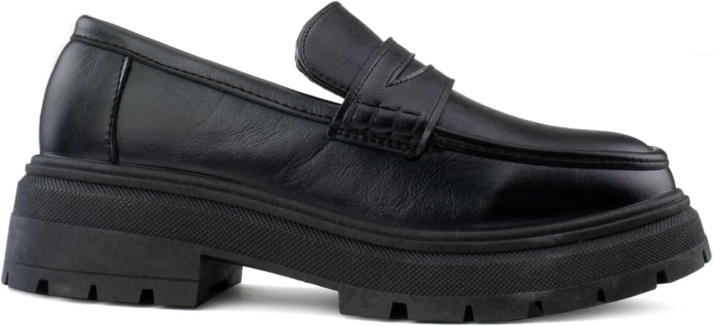 RF ROOM OF FASHION Women's Lug Sole Platform Loafer Shoes