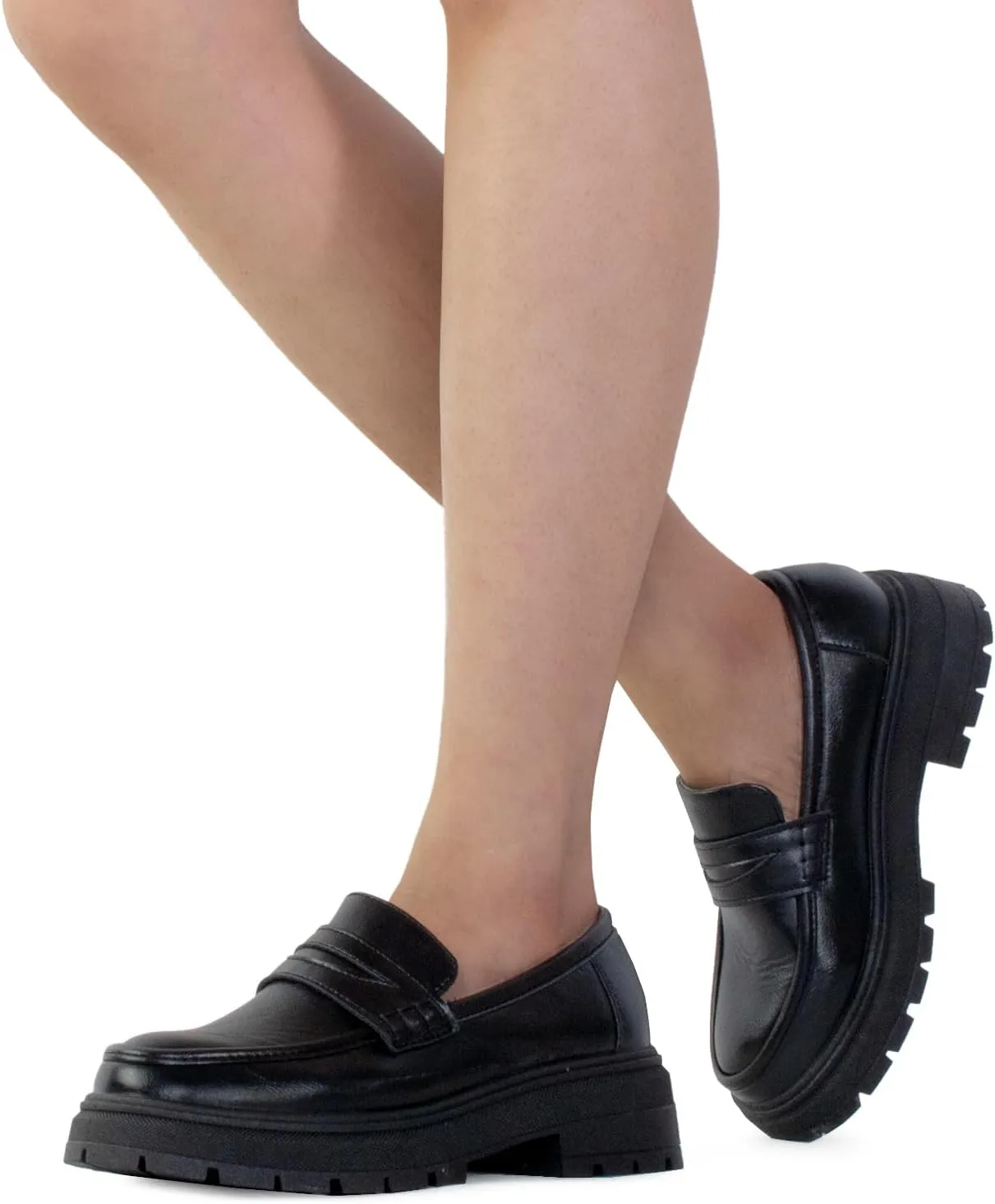 RF ROOM OF FASHION Women's Lug Sole Platform Loafer Shoes