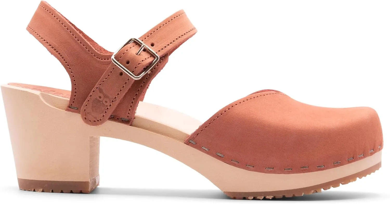 Sandgrens Handmade Swedish Wood Clogs for Women, High Heel Sandal | Victoria